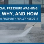 Commercial pressure washing removes dirt and buildup from commercial building exteriors
